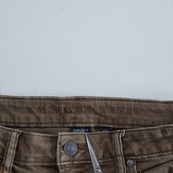 American Eagle Jeans Men 33x32 (28) Beige Airflex+  Athletic Fit Tapered Stretch - Picture 3 of 16